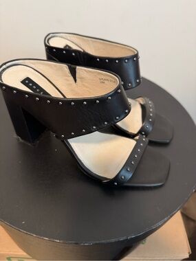 Sanctuary Black Studded Block Heel Mules